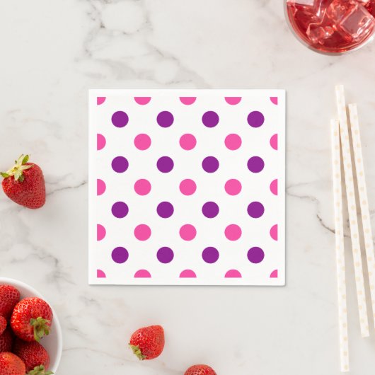 白紫ピンク水玉模様  スタンダードカクテルナプキン (インサイチュ)