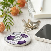 白紫色のチームプレーヤー名ガールズボーイズサッカー キーホルダー (側面)