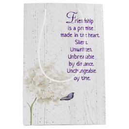 白紫陽花と蝶の木 ミディアムペーパーバッグ