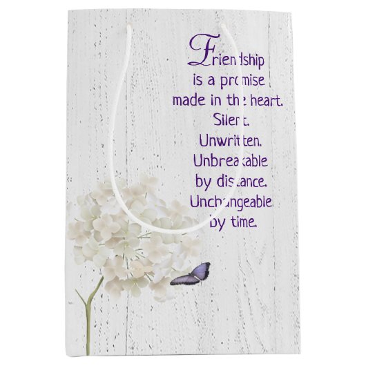 白紫陽花と蝶の木 ミディアムペーパーバッグ (正面)