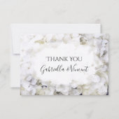 白紫陽花の水の色結婚の感謝のお知らせ サンキューカード (正面)