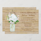 白紫陽花の水彩メイスンジャール花 招待状 (正面/裏面)