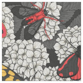 白紫陽花の蛾 ファブリック (クローズアップ)