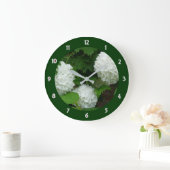 白紫陽花アナベル開花植物フローラ ラージ壁時計 (ホーム)