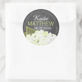 白紫陽花チョーク結婚ボードのラベル ラウンドシール (バッグ)