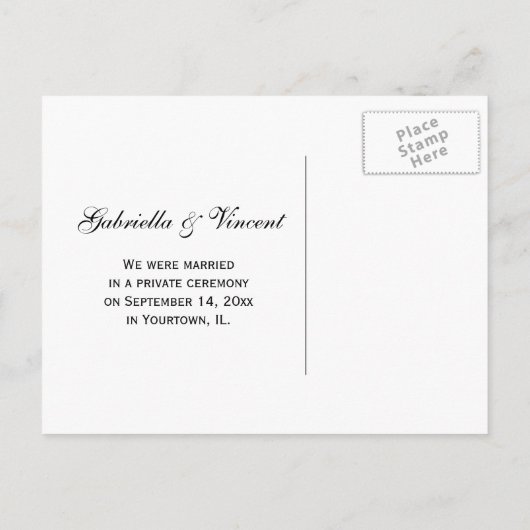 白紫陽花フローラたった今結婚しました写真 案内ポストカード (裏面)