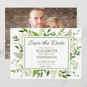 白紫陽花フローラ水彩写真結婚ズ セーブザデート (正面/裏面)