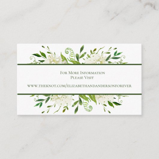 白紫陽花フローラ水彩色結婚のサイト エンクロージャーカード (正面)