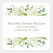 白紫陽花フローラ結婚の住所 スクエアシール (正面)