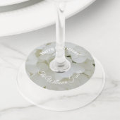 白紫陽花フローラ追加の名前と文字 ワイングラスタグ (クローズアップ)