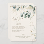 白紫陽花ユーカリプスクリームベビーシャワー 招待状 (正面/裏面)
