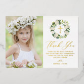 白紫陽花リース写真第1聖餐式 箔シーズンカード (正面)