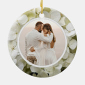 白紫陽花初めてのクリスマス写真 セラミックオーナメント (裏面)