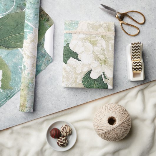 白紫陽花 ラッピングペーパー (クラフト)