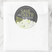 白紫陽花Chalkboard日付ラベルを保存 ラウンドシール (バッグ)