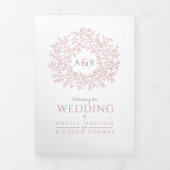 白結婚いほこりっぽいピ葉ンククのオールインワン 三つ折り招待状 (カバー)