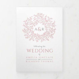 白結婚いほこりっぽいピ葉ンククのオールインワン 三つ折り招待状