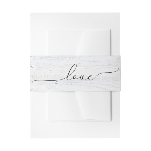 白結婚く洗った木材の愛文字 招待状ベリーバンド (正面例)