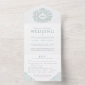 白結婚く消音した緑葉 オールインワン招待状 (内側)