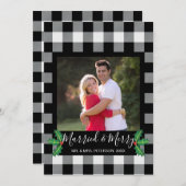 白結婚した素朴メリー水牛チェック写真 シーズンカード (正面/裏面)