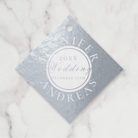白結婚のシルバーフォイル付き/グレーバック フェイバータグ (正面)