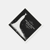 白結婚のドレスと黒の背景 スタンダードカクテルナプキン (角)