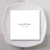 白結婚のナプキンと黒い手書き名 スタンダードカクテルナプキン