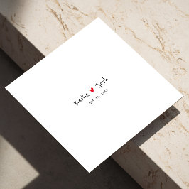 白結婚のナプキンと黒い手書き名 スタンダードカクテルナプキン