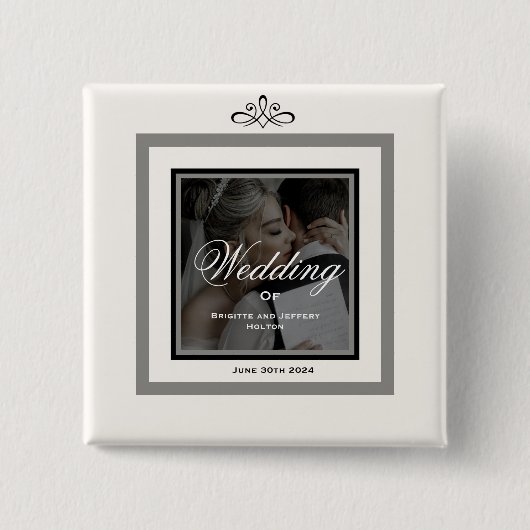 白結婚のボタン 缶バッジ (正面)