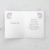 白結婚の服、紫の花嫁の上に渦巻く 招待状 (内部)