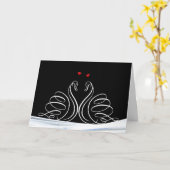 白結婚の白鳥 カード (黄色い花)