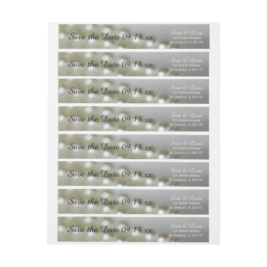 白結婚の真珠が日付を保存 ラップアラウンドラベル (シート)