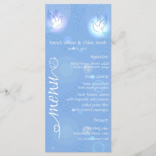 白結婚の鳩と照明 メニュー (正面)