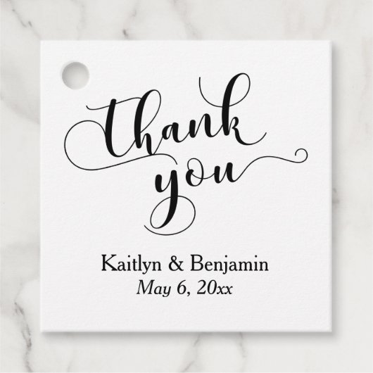 白結婚エレガント字の黒文字あり フェイバータグ (正面)