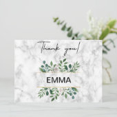 白結婚大理石の水色 サンキューカード (スタンド正面)