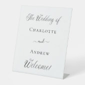 白結婚文字の歓迎モダン 台座サイン (正面)