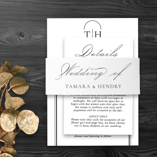 白結婚書エレガント 招待状ベリーバンド