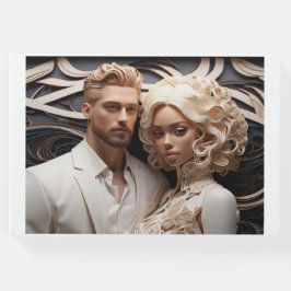 白結婚本に身を包んだ夫婦 ゲストブック