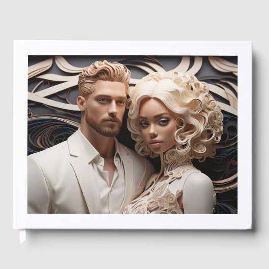 白結婚本に身を包んだ夫婦 ゲストブック (正面)