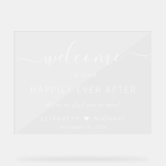 白結婚歓迎の後ずっと幸せに アクリルサイン (正面)