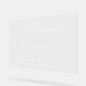 白結婚歓迎の後ずっと幸せに アクリルサイン (傾斜)