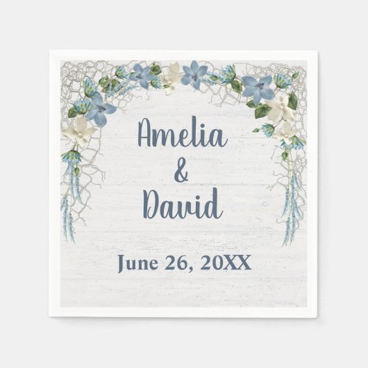 白結婚洗航海の材の網 スタンダードカクテルナプキン (正面)