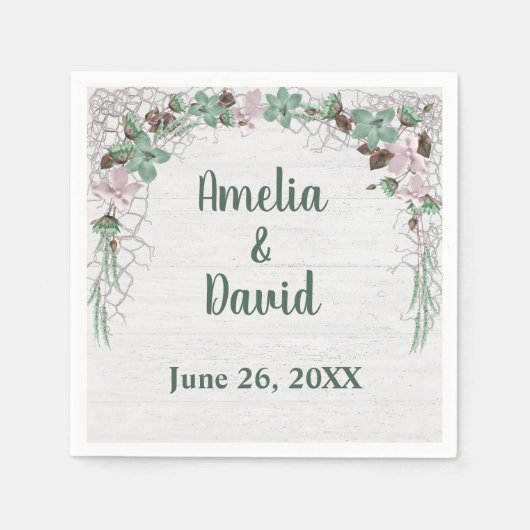 白結婚洗航海の材の網 スタンダードカクテルナプキン (正面)