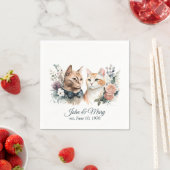 白結婚猫のアニバーサリー スタンダードカクテルナプキン (インサイチュ)