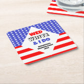 白結婚白と私が愛国心の結婚イベント スクエアペーパーコースター (アングル)