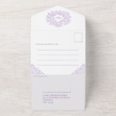 白結婚紫の葉封筒は要らない オールインワン招待状 (外側)
