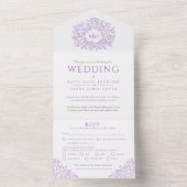 白結婚紫の葉封筒は要らない オールインワン招待状 (内側)