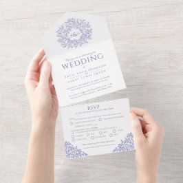白結婚紫の青葉 オールインワン招待状
