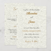 白結婚花柄 招待状 (正面/裏面)