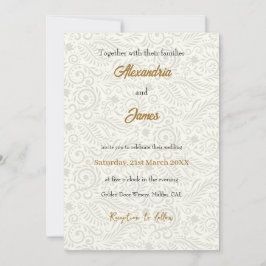 白結婚花柄 招待状